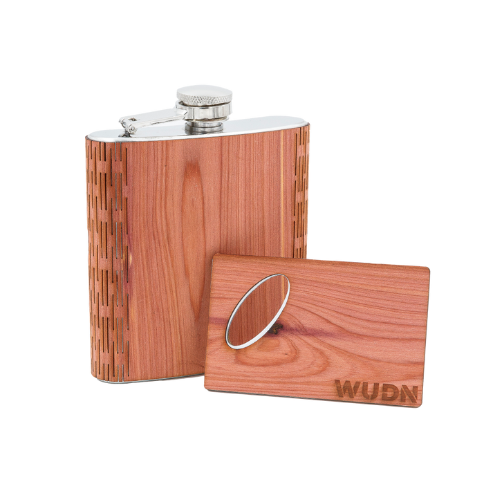 6 oz. Wooden Hip Flask & Matching Credit Card Bottle Opener - Premium Flask from WUDN Handcrafted - Just $35.95! Shop now at Pat's Monograms