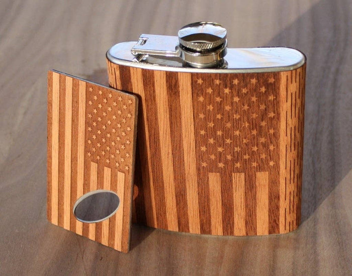 6 oz. Wooden Hip Flask & Matching Credit Card Bottle Opener - Premium Flask from WUDN Handcrafted - Just $35.95! Shop now at Pat's Monograms