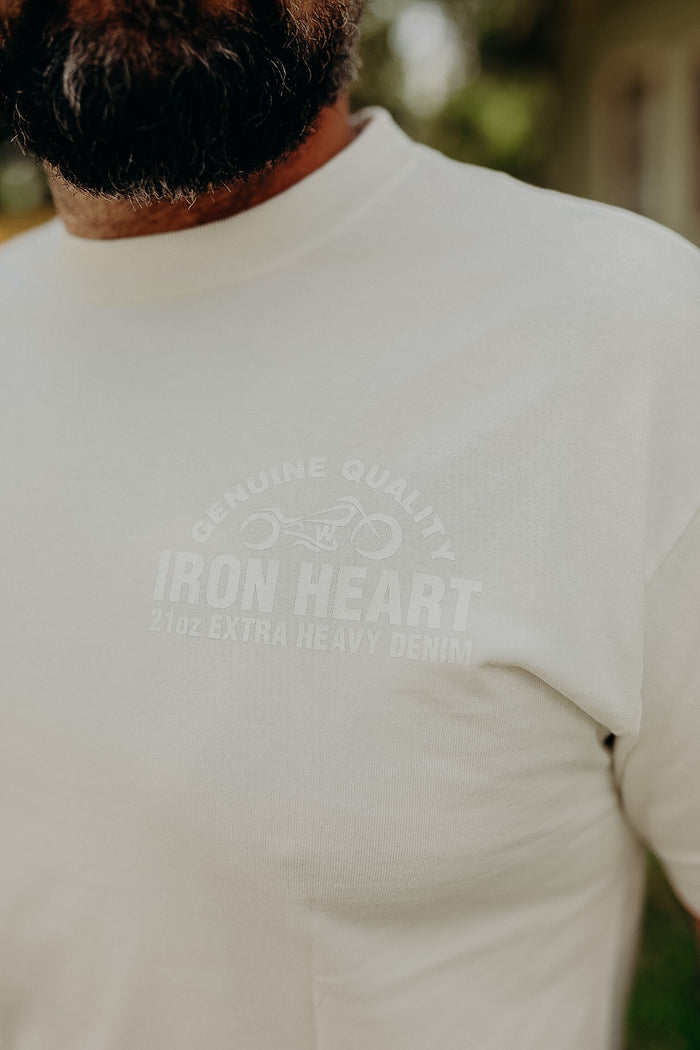 7.5oz Printed Loopwheel Crew Neck T-Shirt - White IHT-2401-WHT