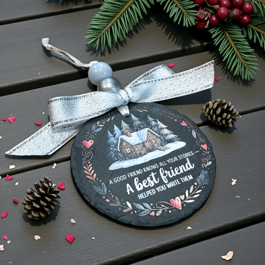 A Best Friend Slate Christmas ornament - Premium Christmas Ornament from Pat's Monograms - Just $12.95! Shop now at Pat's Monograms