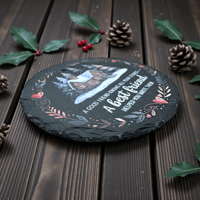 A Best Friend Slate Christmas ornament - Premium Christmas Ornament from Pat's Monograms - Just $12.95! Shop now at Pat's Monograms