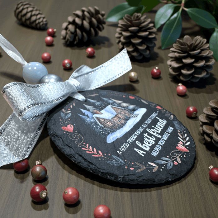 A Best Friend Slate Christmas ornament - Premium Christmas Ornament from Pat's Monograms - Just $12.95! Shop now at Pat's Monograms