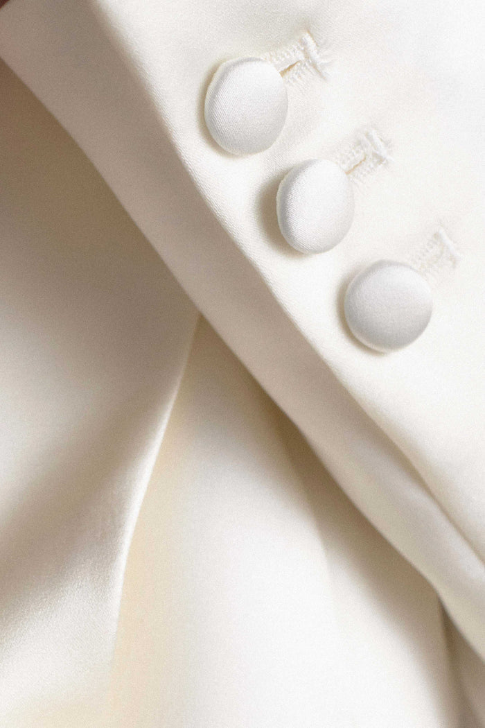 Ada Tailored Satin Blazer - Ivory