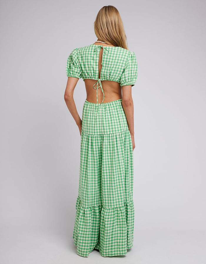 green gingham summer maxi dress | All About Eve