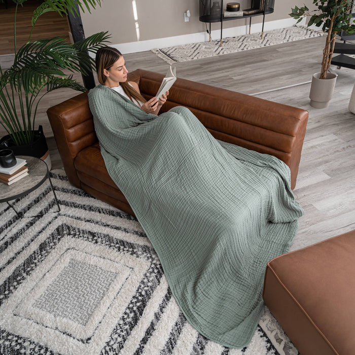 Adult Muslin Cotton Throw - Neptune Blue - Premium blankets from Comfy Cubs - Just $34.95! Shop now at Pat's Monograms
