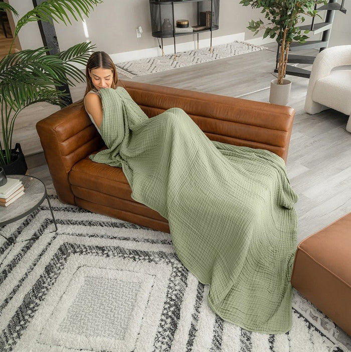 Adult Muslin Cotton Throw - Sage - Premium blanket from Comfy Cubs - Just $34.95! Shop now at Pat's Monograms
