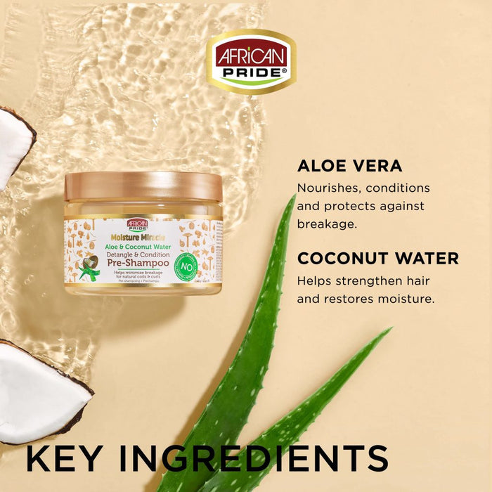 African Pride Moisture Miracle Aloe & Coconut Water Pre-Shampoo 12oz