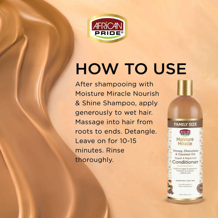 African Pride Moisture Miracle Honey, Chocolate & Coconut Oil Conditioner 16oz