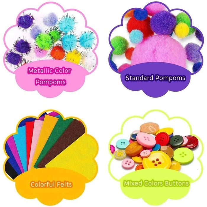 Kids craft kit with pipe cleaners pom poms and googly eyes