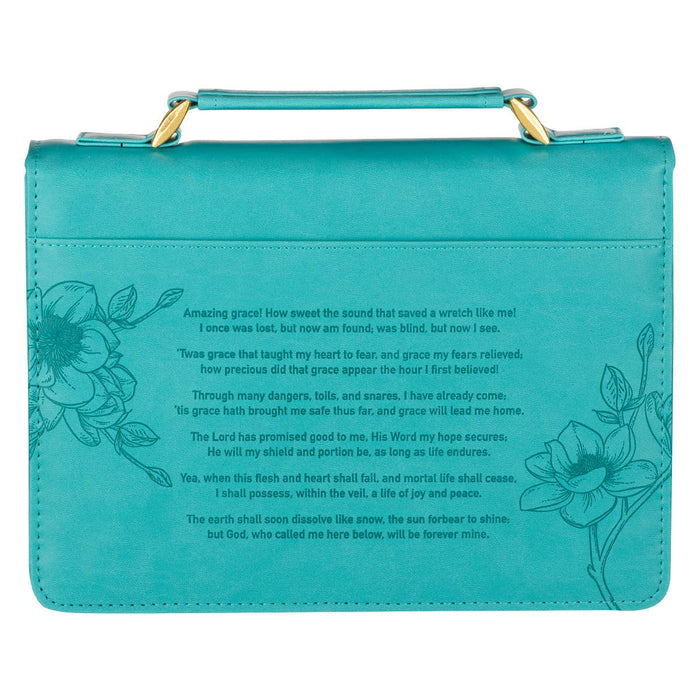Amazing Grace Floral Teal Faux Leather Bible Cover - Premium Books and Devotionals from Christian Art Gifts - Just $29.99! Shop now at Pat's Monograms