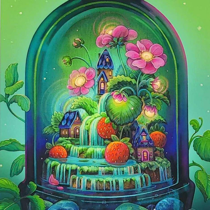 Art Print - 6x8in - Strawberry Terrarium by Nimasprout