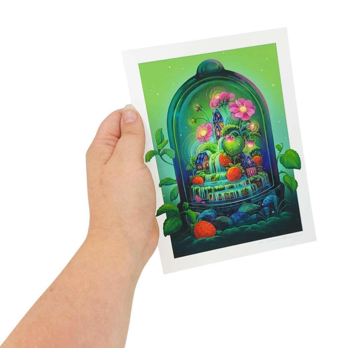 Art Print - 6x8in - Strawberry Terrarium by Nimasprout