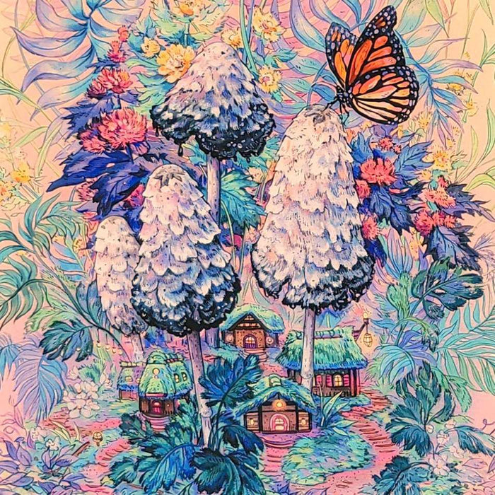 Art Print - 8x10in - Shaggy Inkcaps by Nimasprout