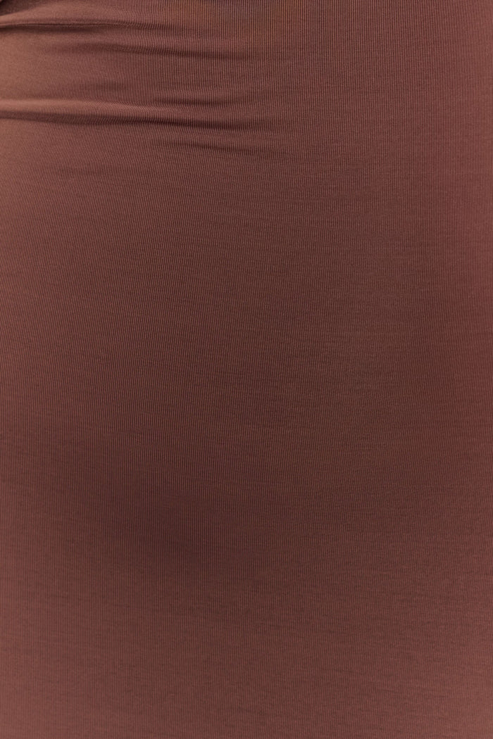 Ashford Asymmetrical Slinky Maxi Dress - Chocolate