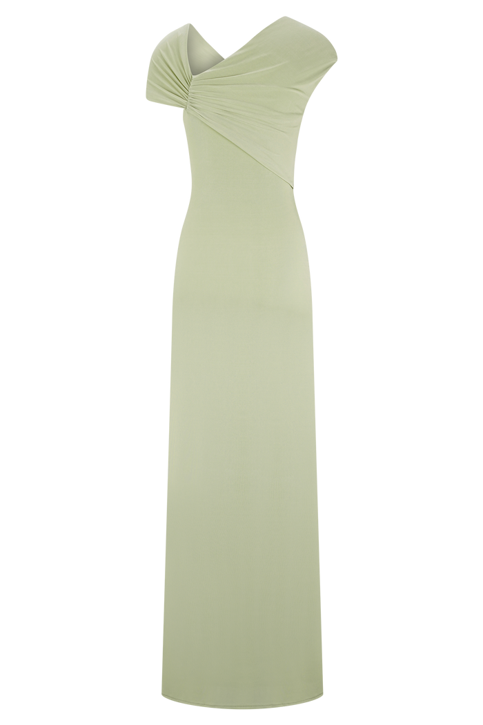 Ashford Asymmetrical Slinky Maxi Dress - Sage