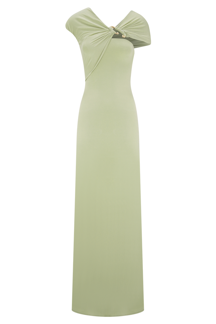 Ashford Asymmetrical Slinky Maxi Dress - Sage