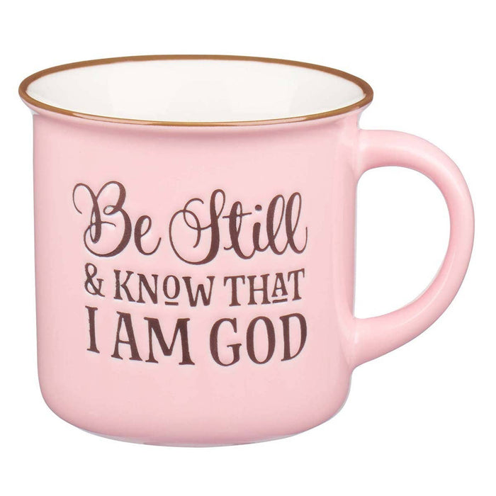 Be Still and Know Pink Camp-style Coffee Mug - Psalm 46:10 - Premium  from Christian Art Gifts - Just $12.95! Shop now at Pat's Monograms