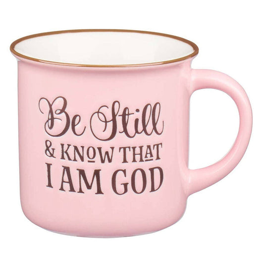 Be Still and Know Pink Camp-style Coffee Mug - Psalm 46:10 - Premium  from Christian Art Gifts - Just $12.95! Shop now at Pat's Monograms