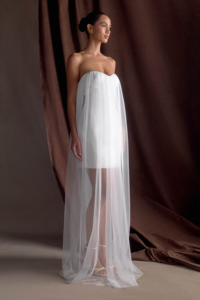 Bettany Chiffon Strapless Maxi Dress - White