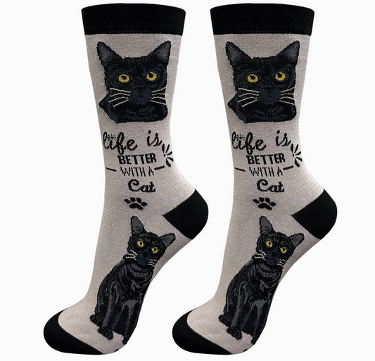 Black Cat - Life is Better Socks - Premium Socks from Sock Daddy - Just $10.95! Shop now at Pat's Monograms