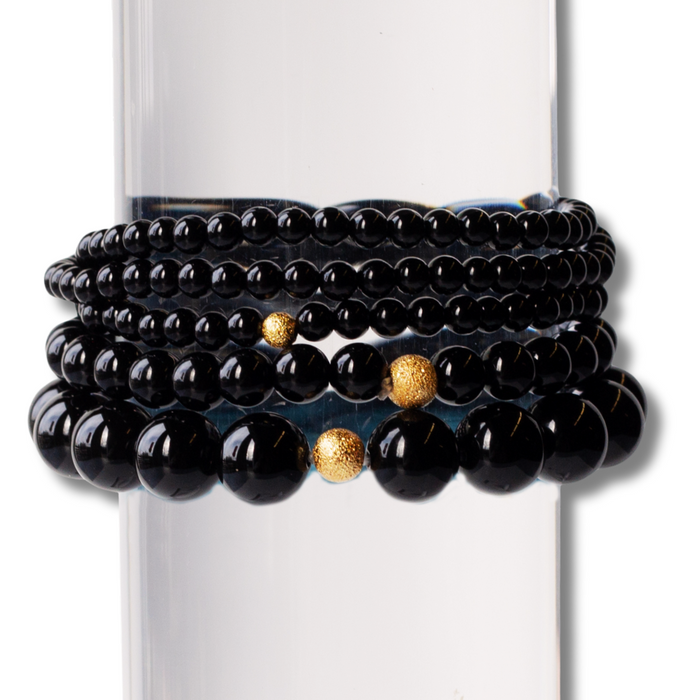 BLACK CORE GEM BEAD BRACELET