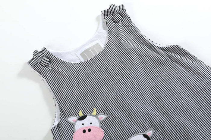 Black Gingham Cow Family Shortalls - Premium Baby & Toddler Outfits from Lil Cactus - Just $36.95! Shop now at Pat's Monograms