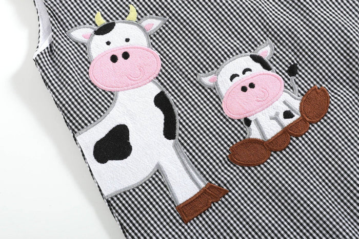 Black Gingham Cow Family Shortalls - Premium Baby & Toddler Outfits from Lil Cactus - Just $36.95! Shop now at Pat's Monograms