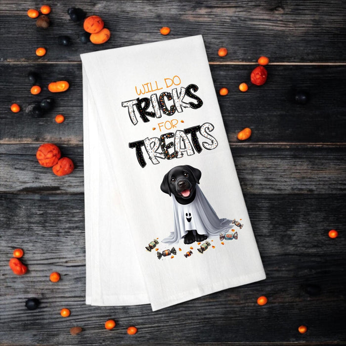 Black Labrador - Will Do Tricks for Treats Tea Towel - Premium Kitchen Towel from Pat's Monograms - Just $14.95! Shop now at Pat's Monograms