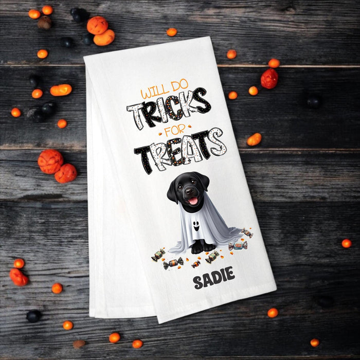Black Labrador - Will Do Tricks for Treats Tea Towel - Premium Kitchen Towel from Pat's Monograms - Just $14.95! Shop now at Pat's Monograms