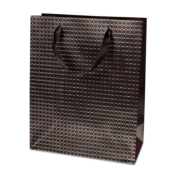 Black Metallic Circles XL Totes Pack of 12