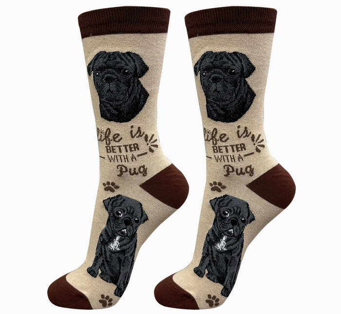 Black Pug - Life is Better Socks - Premium Socks from Sock Daddy - Just $10.95! Shop now at Pat's Monograms