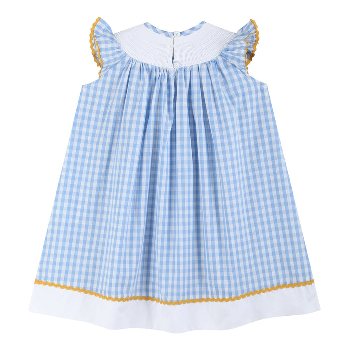 Blue Gingham Sunflower Smocked Bishop Dress - Premium Baby & Toddler Dresses from Lil Cactus - Just $42.95! Shop now at Pat's Monograms