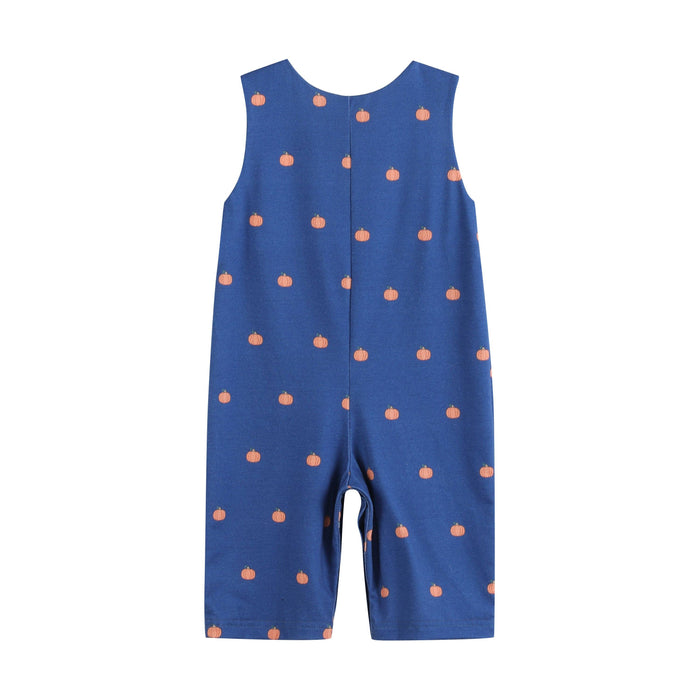 Blue Pumpkin Print Knit Smocked Overalls - Premium  from Lil Cactus - Just $36! Shop now at Pat's Monograms