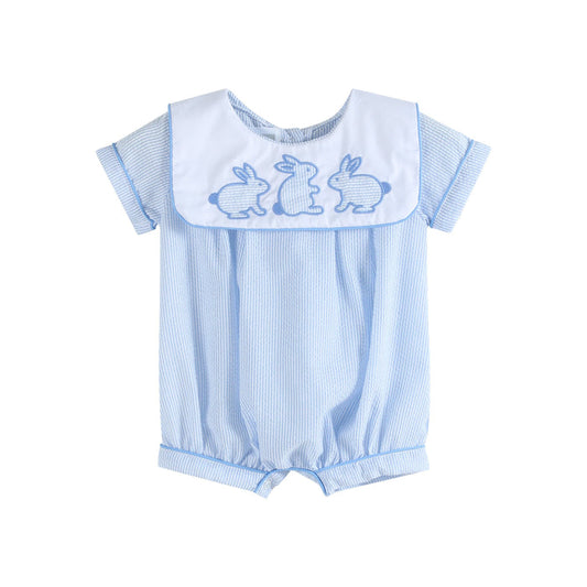 Blue Stripe Bunny Romper - Premium Baby & Toddler Outfits from Lil Cactus - Just $38.95! Shop now at Pat's Monograms