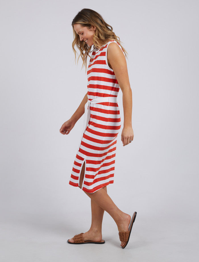 Foxwood Orange & White Striped Women's Summer Midi Dress