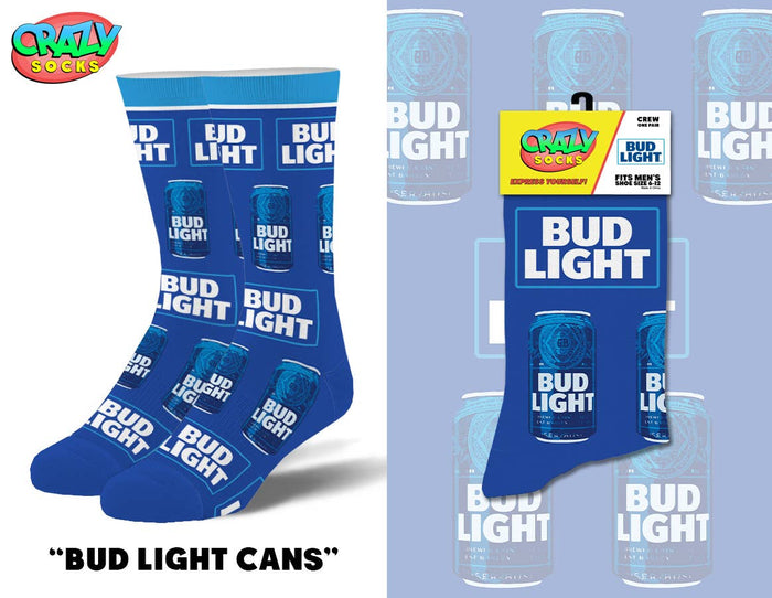 BUD LIGHT CANS CRAZY SOCKS - Premium Socks from Crazy Socks - Just $8! Shop now at Pat's Monograms