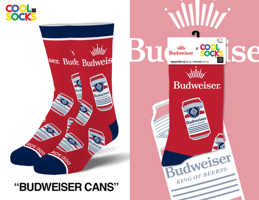 Budweiser Cans - Mens Crew Folded - Premium socks from Cool Socks - Just $12.95! Shop now at Pat's Monograms