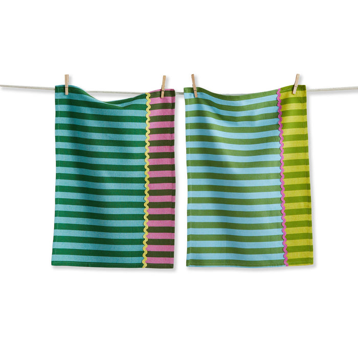 Cabana Stripe Dishtowel Set of 2 Multi Cotton Summer