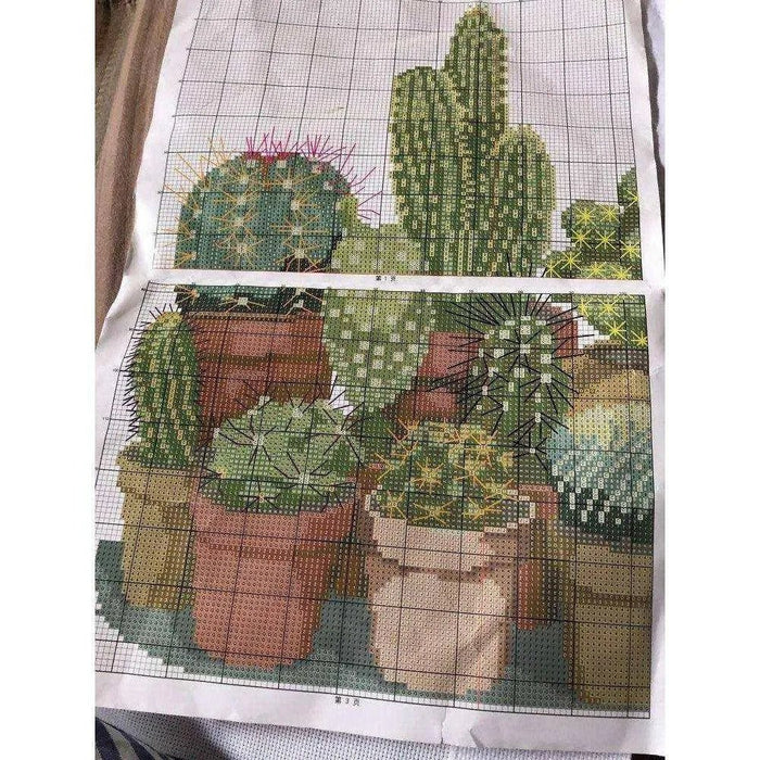 Cactus cross stitch pattern succulents embroidery set diy decor handmade gift
