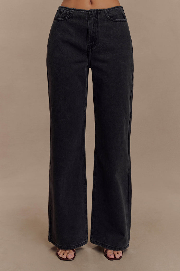 Caitlin Mid Rise Denim Jeans - Washed Black