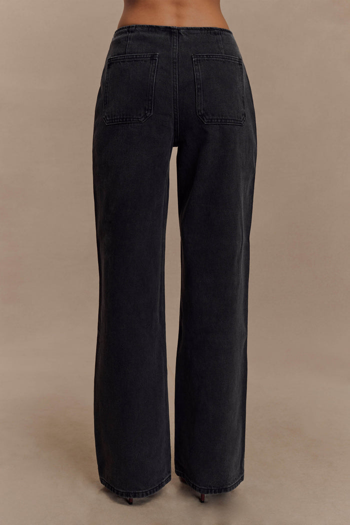 Caitlin Mid Rise Denim Jeans - Washed Black