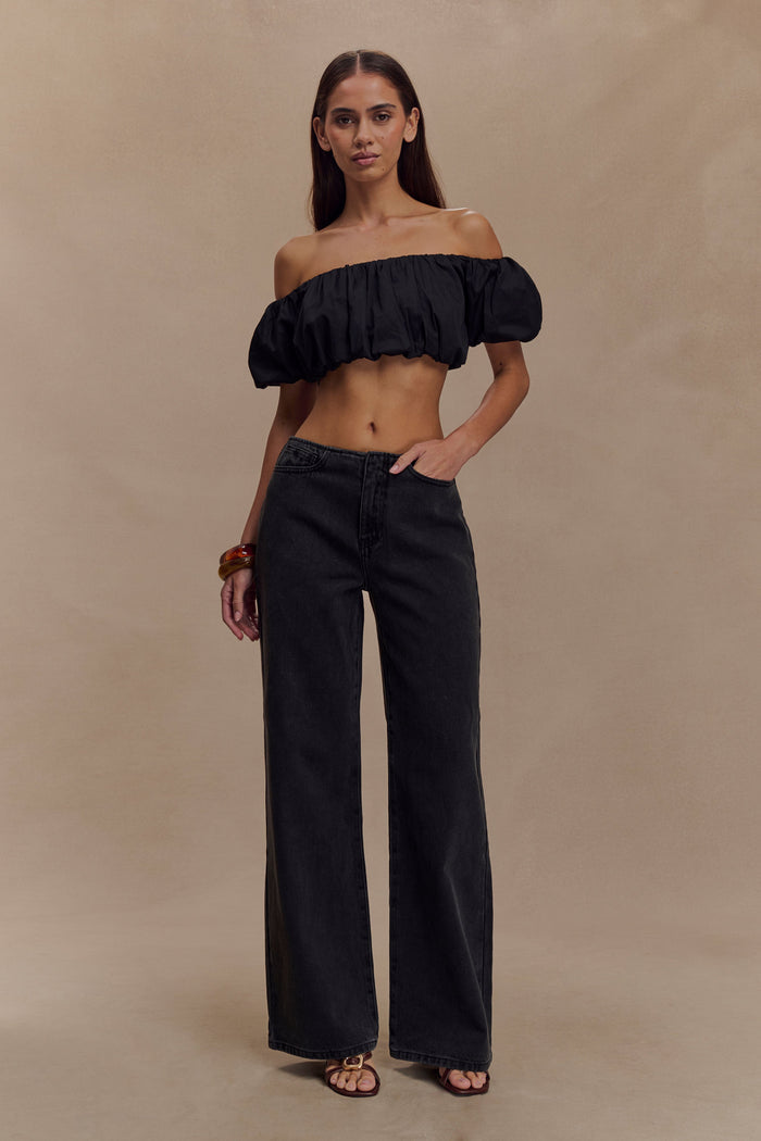 Caitlin Mid Rise Denim Jeans - Washed Black