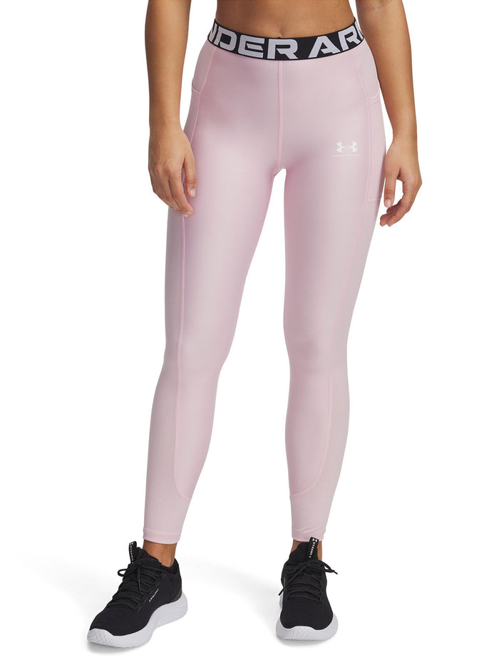 Calzas Heatgear Rib rosado para mujer Under Armour