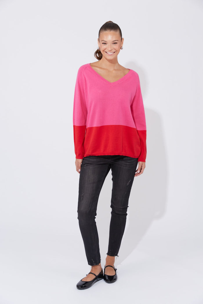 Casablanca Block Knit (Chilli/Pink)