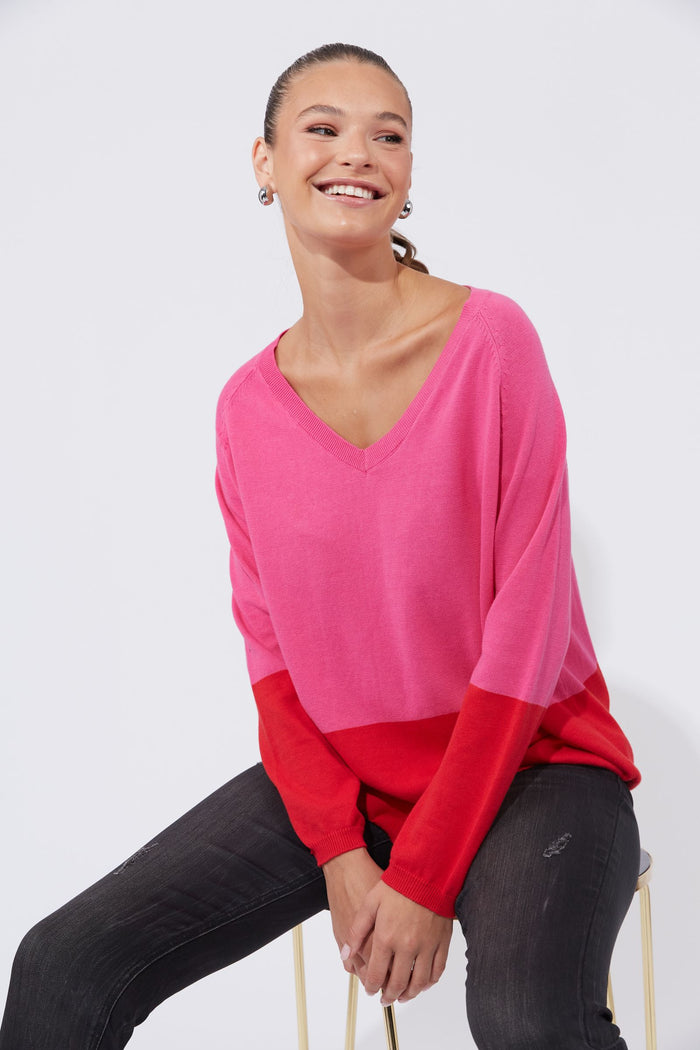 Casablanca Block Knit (Chilli/Pink)