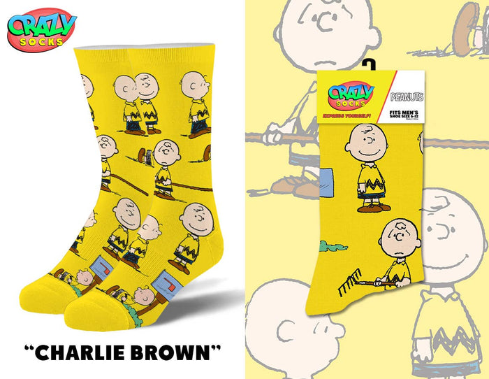 Charlie Brown - Mens Crew Folded - Premium Socks from Crazy Socks - Just $8! Shop now at Pat's Monograms