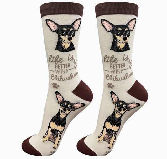 Chihuahua Black - Life is Better Dog Socks - Premium Socks from Sock Daddy - Just $10.95! Shop now at Pat's Monograms