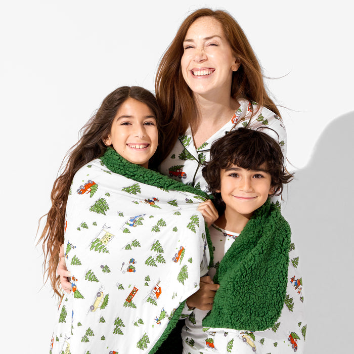 Christmas Tree Farm Bamboo Sherpa Blanket