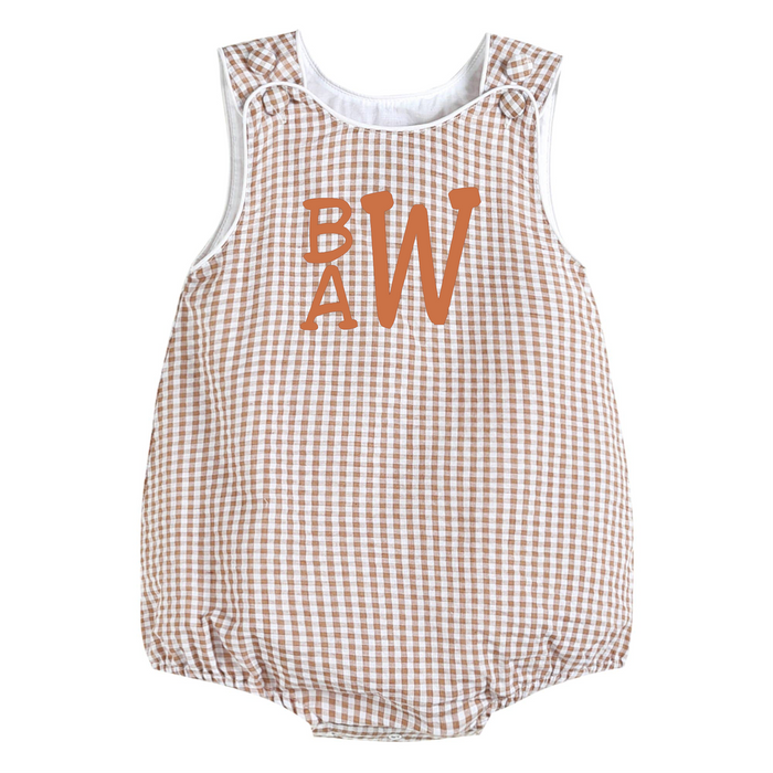 Classic Brown Gingham Baby Bubble Romper - Premium Baby & Toddler Outfits from Lil Cactus - Just $29.95! Shop now at Pat's Monograms
