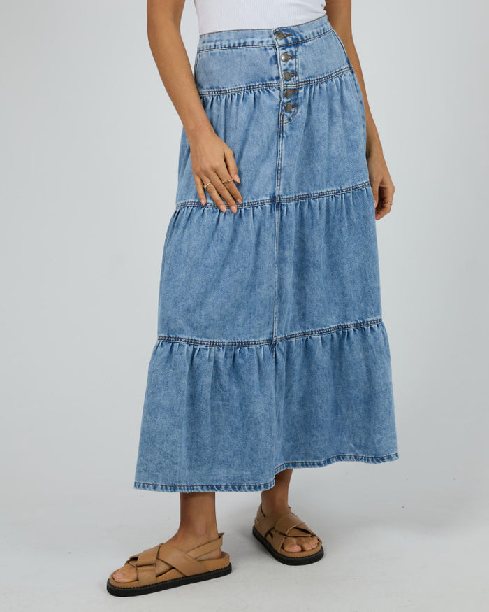 Coco Denim Maxi Skirt (Light Blue) | Womens Denim Skirts | Gretel Lane